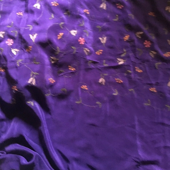 PURPLE embroidered Kantha Crepe Silk SAREE 200" - Picture 2 of 8